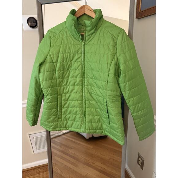 Hannah Green Quilted Puffer Jacket Large Zip Front - Picture 1 of 3